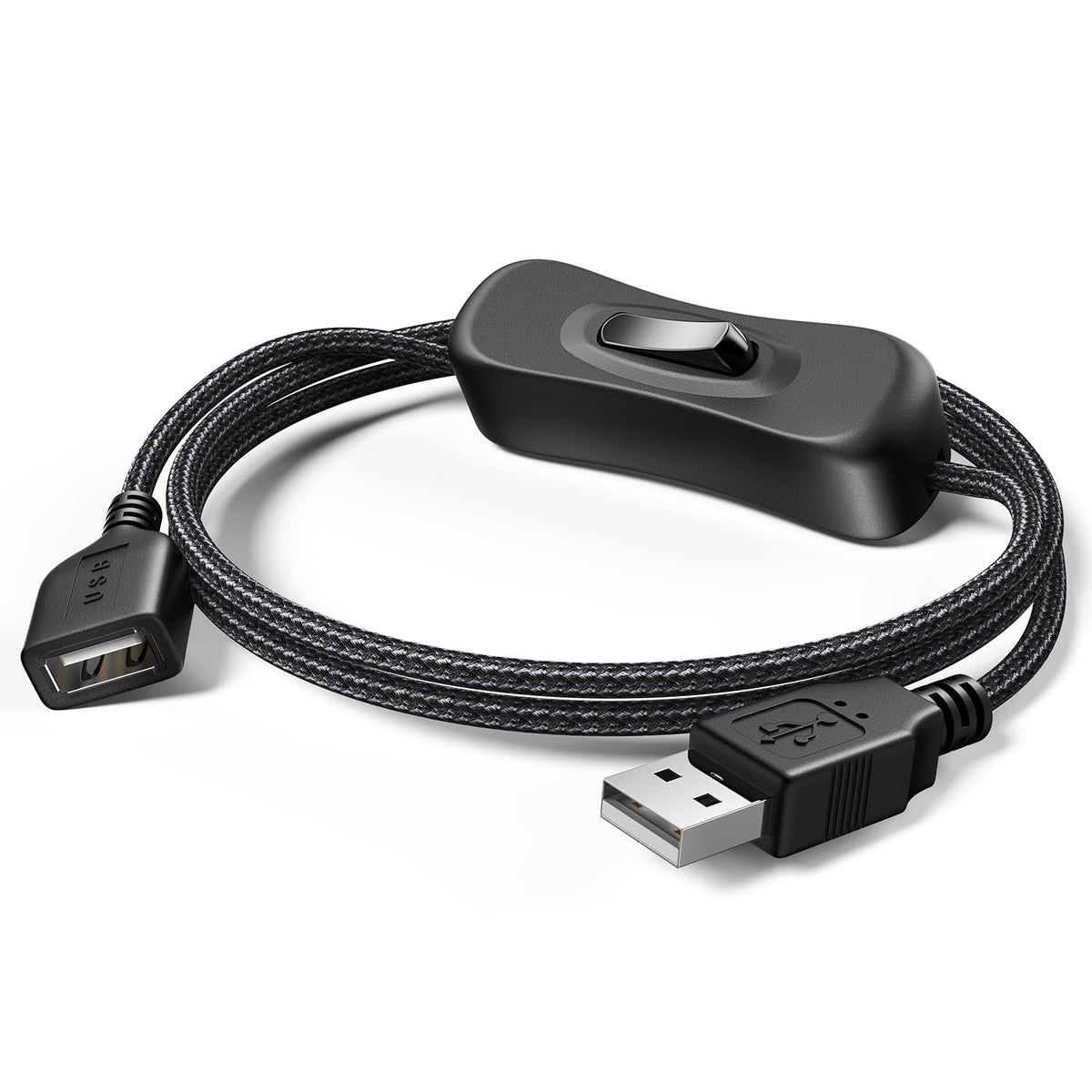 ANDTOBO USB Switch Extension Cable, (Upgraded Data + Power) USB Extension Cord with On/Off Power Switch Cable for LED Strips, iOS System, etc- 3.3 FT