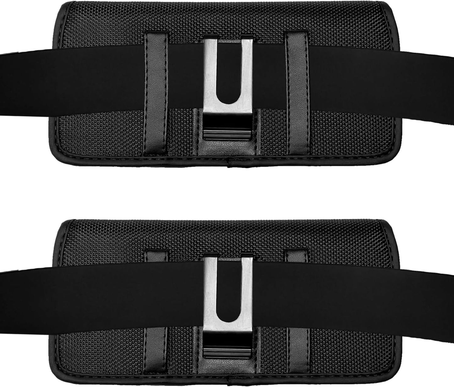 Nylon Cellphone Holster for iPhone SE (2020/2022), 11 Pro, XS/X, 8/7/6S/6, Alcatel Insight, LG Aristo 2, Galaxy S10e - Horizontal Case Canvas Waist Carrying Pouch with Belt Clip/Loops, Black