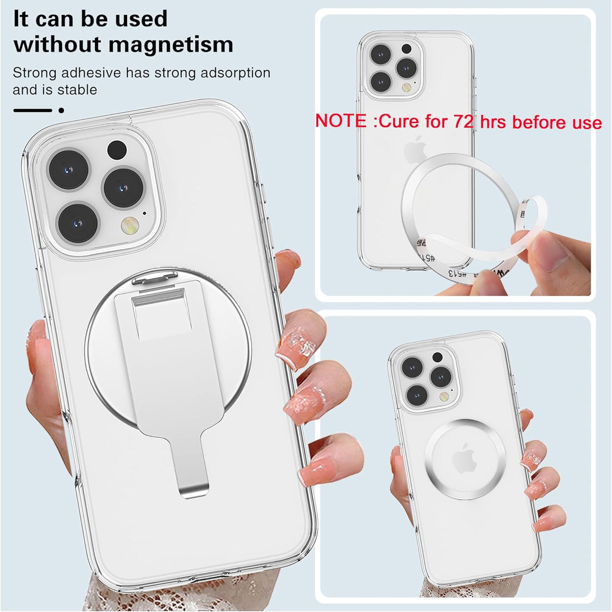 BAISRKE Magnetic Belt Clip Phone Holder, Strong Magnetic Waist Clip Compatible with Phone Cases, Portable & Versatile Accessory for Travel & Outdoor Use (Silvery)
