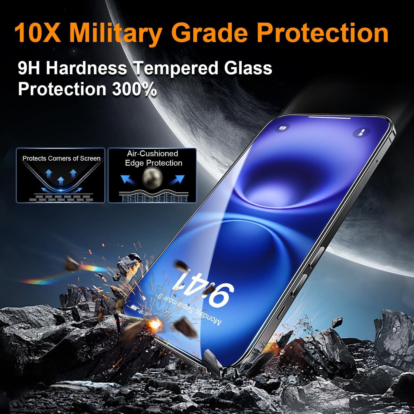 OneFish Tempered Glass Screen Protector for iphone 11/Xr, 9H Hardness Glass Scratch Resistant,HD Clarity Tempered Glass Film with Installation Frame,Shatterproof Bubble Free, Easy Installation,2Pack.
