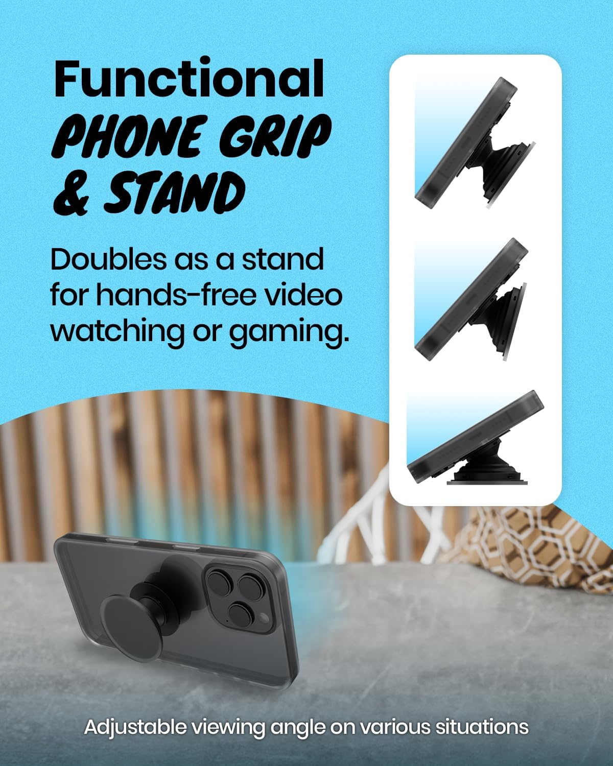 Solid Color Button Phone Grip – Minimalist Design, Durable and Lightweight, Grip and Stand for Smartphones (Red, Adhesive Type)