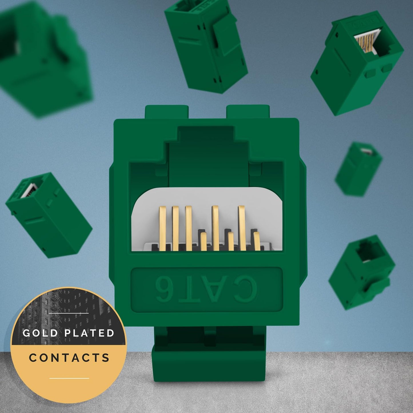 Everest Cat6 RJ45 Keystone Coupler (24-Pack) in Green - RJ45 Coupler - Cat 6 Couplers - Female to Female Cat6 Keystone Jacks - Ethernet Couplers - Ethernet Cable Extender