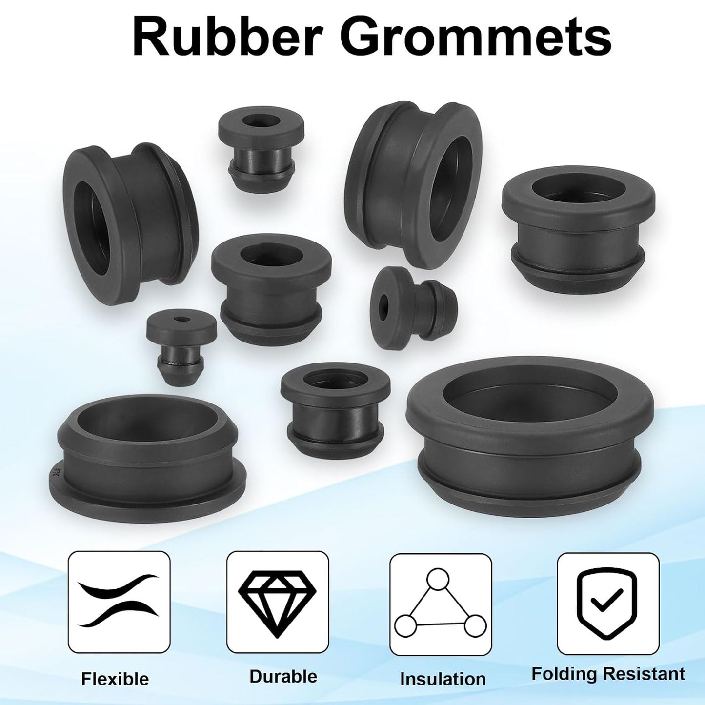 PATIKIL 36.6mm / 1-7/16 Inch Drill Hole,1-3/16 Inch ID Rubber Grommets, 3Pcs Top Hat Grommet for Wiring Eyelet Ring Gasket Automotive Firewall Cable Hole Plugs Wires Protection, Black