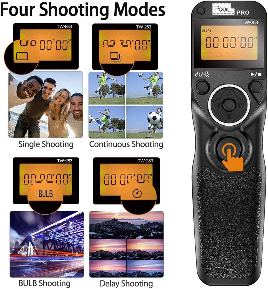 Wireless Remote Commander Shutter Release Cable Timer Pixel TW-283 S2 Wired Shutter Release Cable Compatible for Sony Alpha a7, a77II, a7R,a7RII, a7S, a5100, a6000