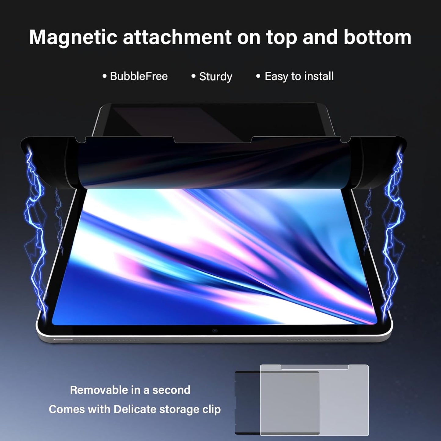 Magnetic 360° Privacy Screen Protector for iPad Pro 11 Inch 2024 M4 (5th Generation) Case Friendly Blue light Blocker Anti-glare Filter, Removable Film Support Apple Pencil-A2836 / A2837 / A3006