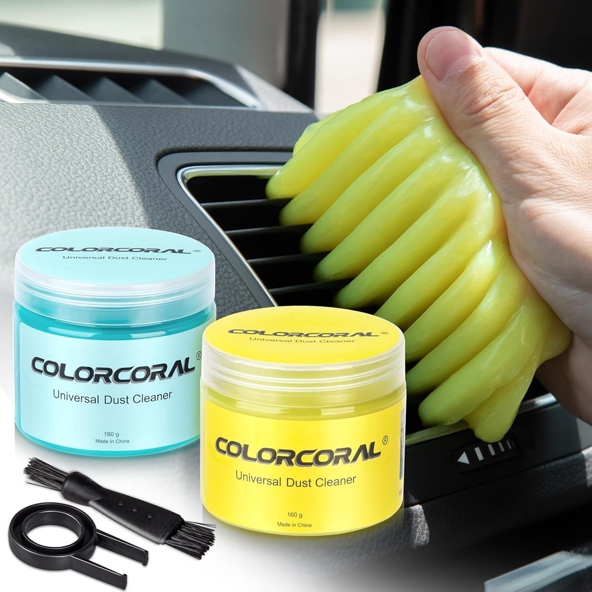 COLORCORAL Car Cleaning Gel 2Pack Car Clean Putty, Universal Car Interior Cleaner Slime, Perfect Keyboard Cleaning Kit Supplies, Auto Detailing Tools Accessories, Dust Remover Gifts for Men Women