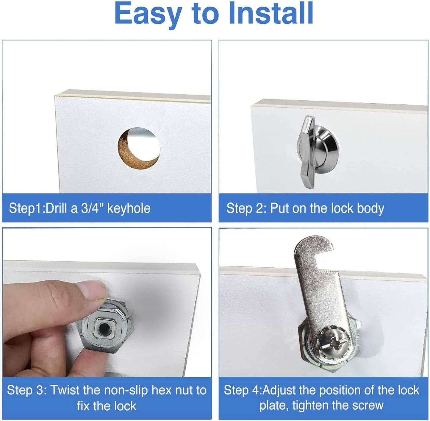 Thumb Operated Offset Cam Lock, 5/8" Cylinder Fits on 3/8" Max Door Thickness, Non-Locking Cam Lock for RV Compartment Storage Door, Cabinets, Drawers (5/8 Inch 6Pack) Silver