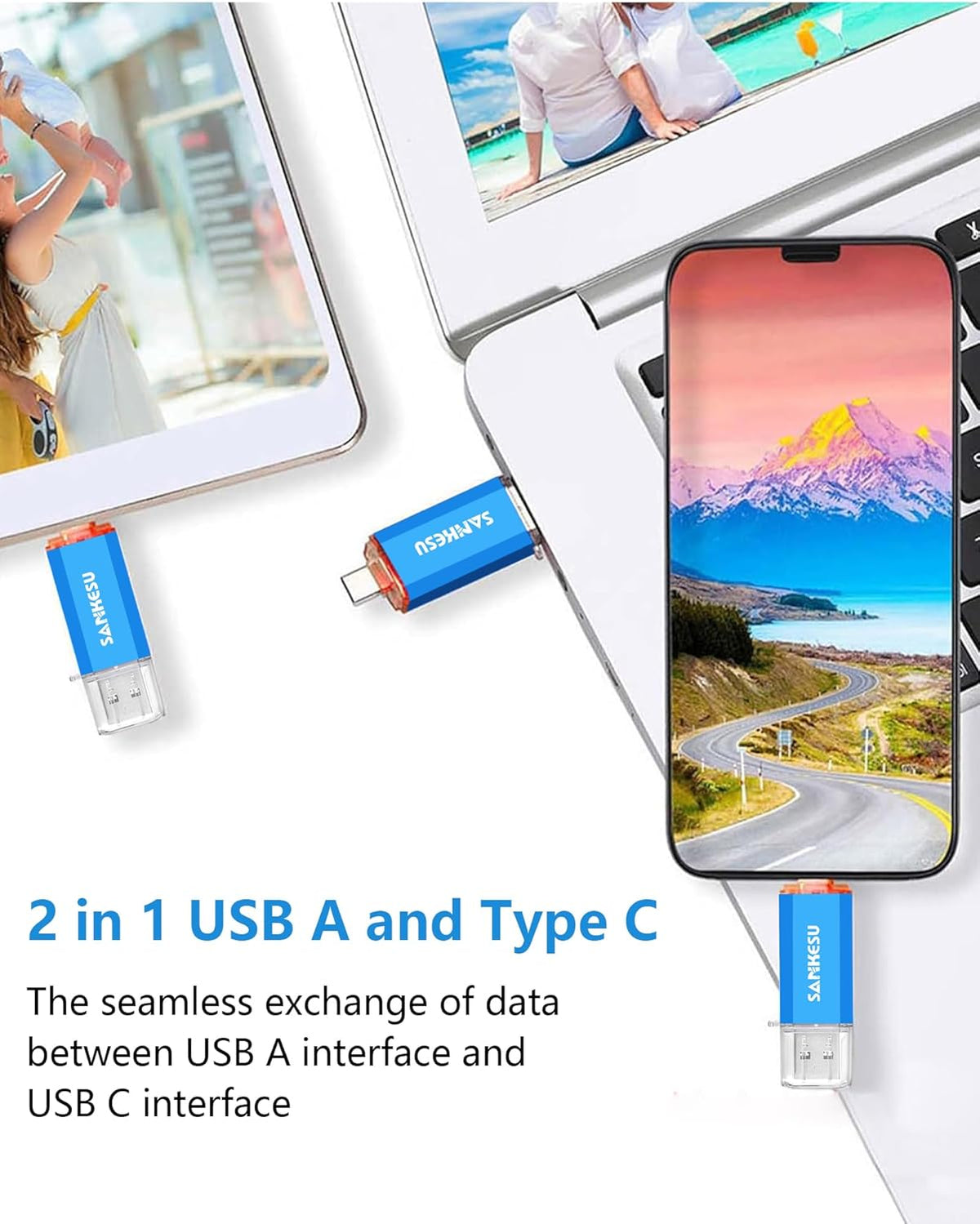 32GB 3 Pack 2-in-1 USB C Flash Drive Type-A+Type-C 3.1 Dual Drive OTG,Speed Up to 120MB/s USB C Storage Flash Drive Compatible with iPhone 16/15, Android Smartphone/Tablets/Computers
