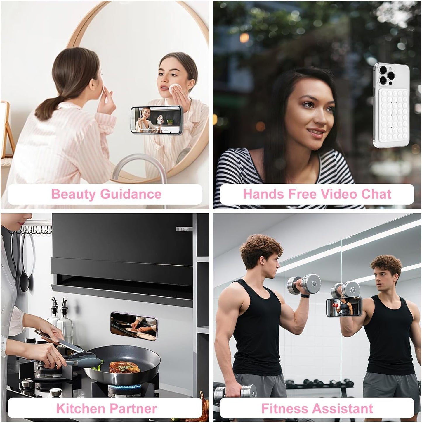 1 Pack Silicone Suction Cup Phone Case Mount Double Sided, Phone Accessories Hands-Free Strong Grip Holder for Selfies and Videos, Silicon Phone Stand Sticky for iPhone and Android Light Blue