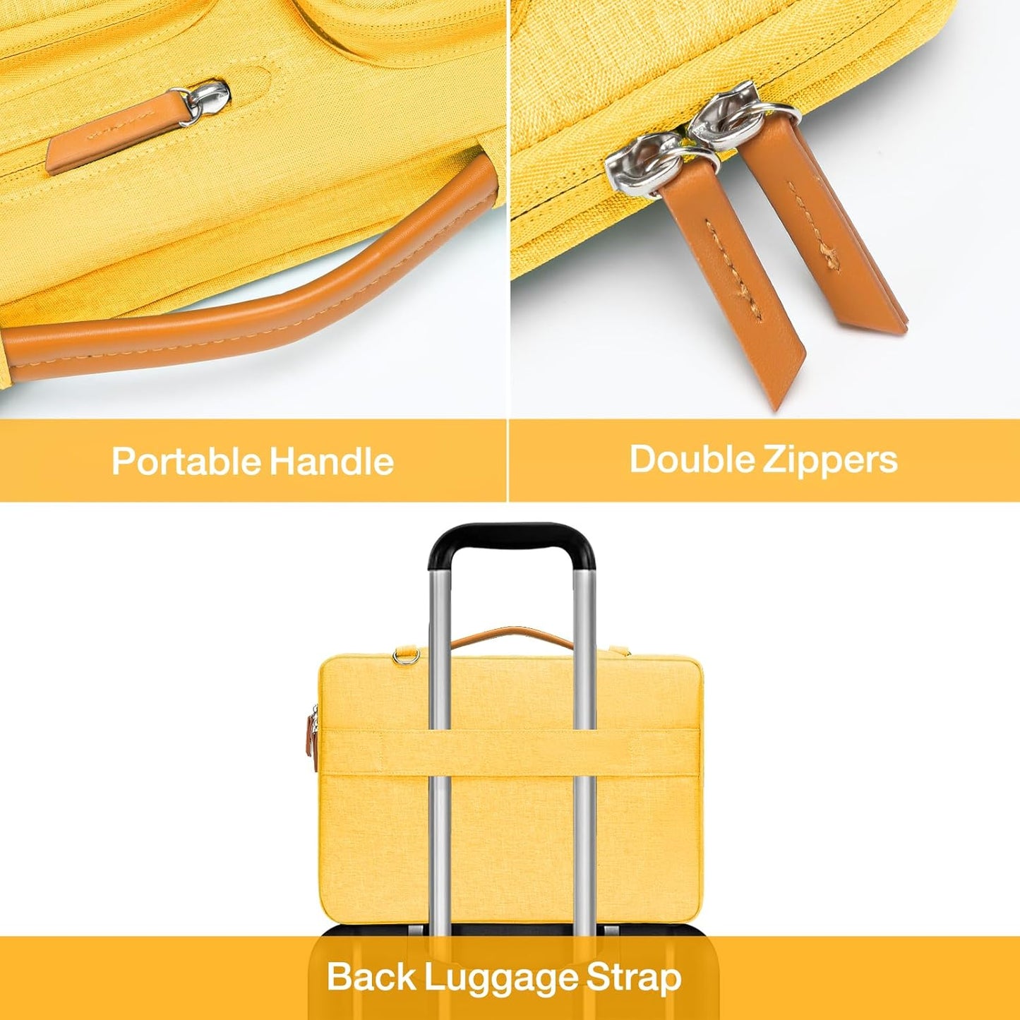 MOSISO 360 Protective Laptop Shoulder Bag,15-15.6 inch Computer Bags Compatible with MacBook Pro 16 inch, HP, Dell, Lenovo, Asus Notebook,Side Open Messenger Bag with 4 Zipper Pockets, Yellow
