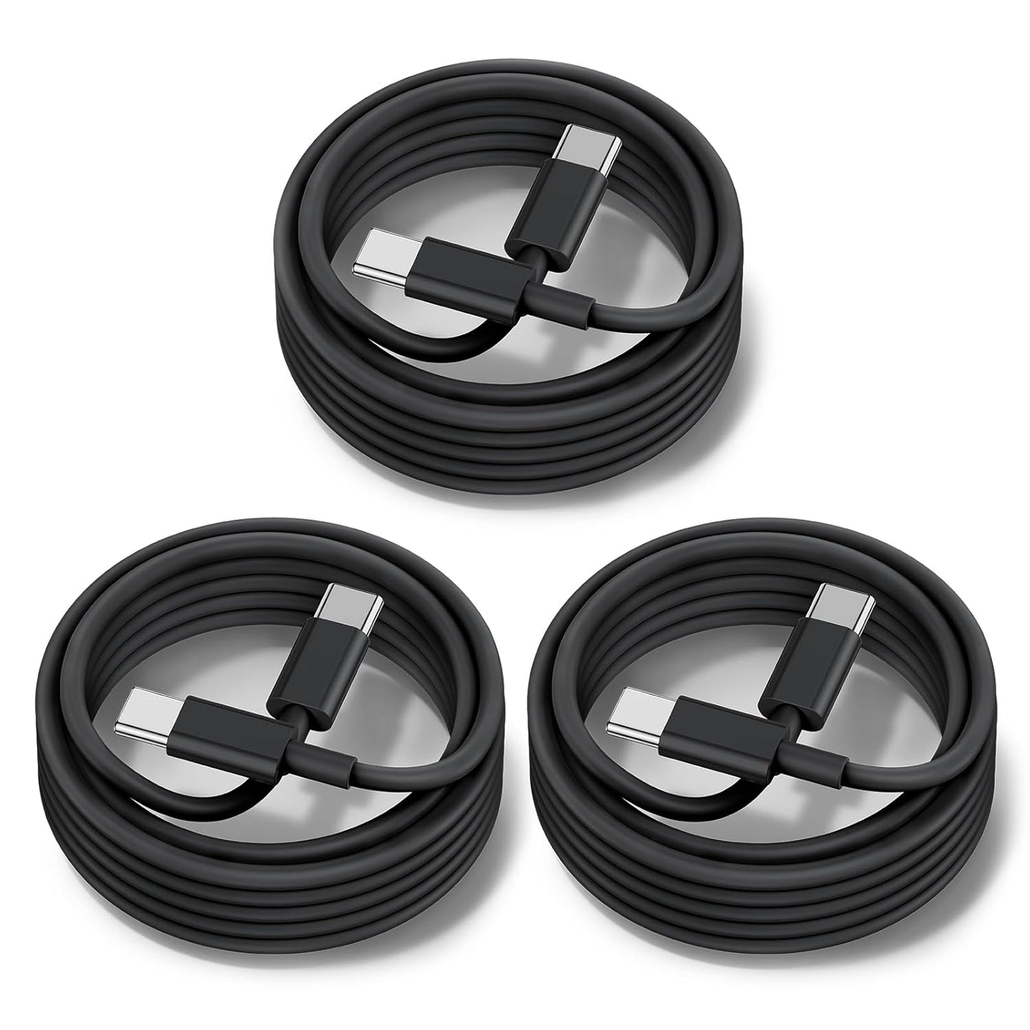 60W USB C to C Cable [3Pack] iPhone 15 Fast Charging Cable,10ft Long USB-C to USBC Power Cord for iPhone 16/15 Pro Plus Pro Max, MacBook Pro Air/IPad/iPad Pro 12.9/11,AirPods 4(Black)