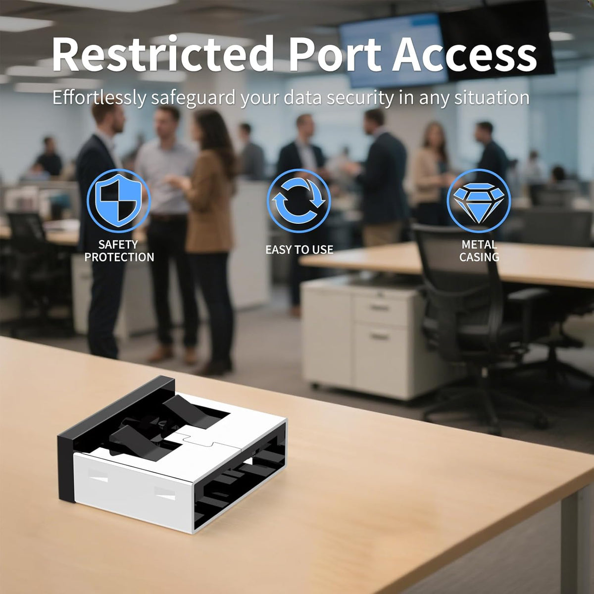12PCS USB Metal Port Lock Blocker with 1 Key - Secure USB-A Port Protector for PC/Laptop, Anti-Theft Data Security Lock, Dust & Moisture Proof Cover, Removable Type-A Connector Black