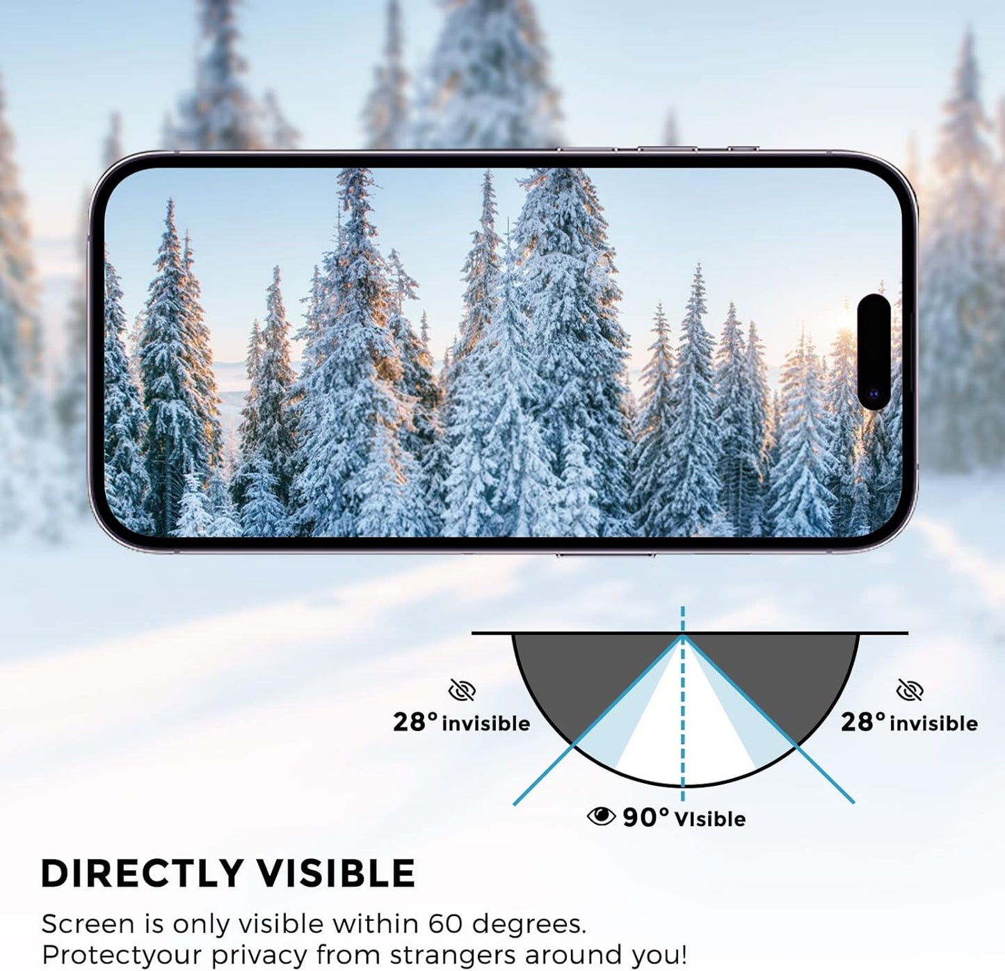 For iPhone 15 pro max privacy screen protector - anti-blue light, anti-glare, anti-spy gradient color privacy screen protector film