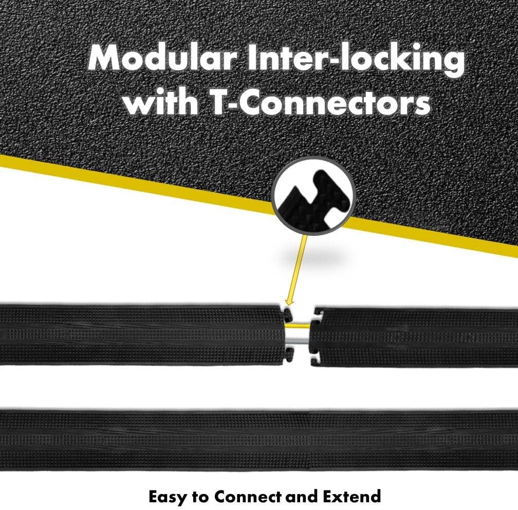 Kable Kontrol Drop Over Floor Cord Cover – 60” Inch Long 1 Channel Cable or Wire Protector – 270 Pcs Bulk Pack - Rubber Ramp for Indoor and Outdoor Use – Black