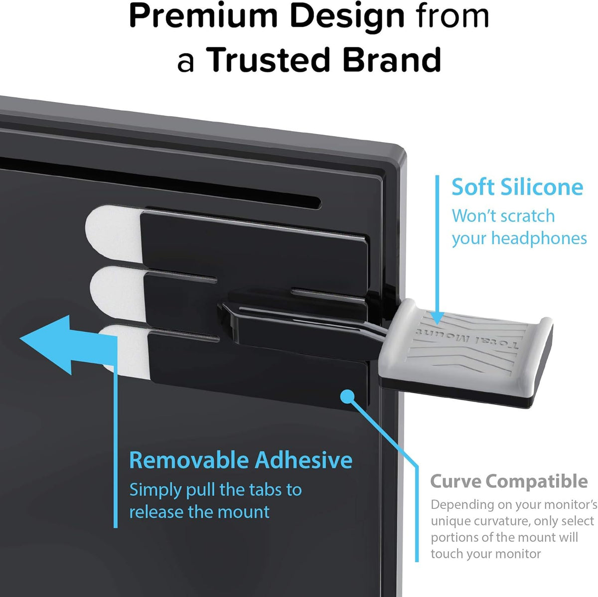 TotalMount Monitor Stand for Headphones and Headsets (Premium-Grade Holder Saves Desk Space and Protects Headphones)