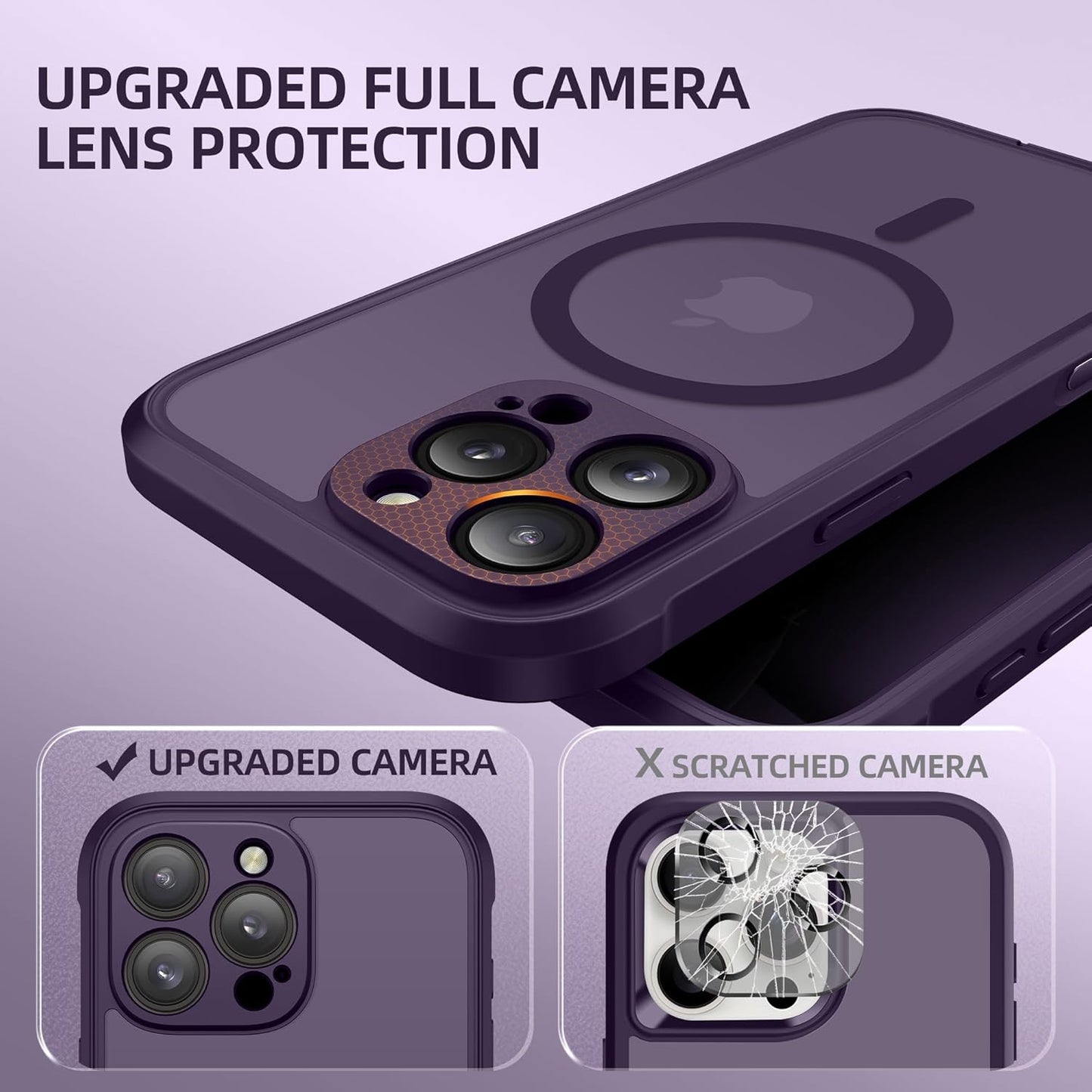 BERFY Magnetic for iPhone 16 Pro Max Case,Compatible with MagSafe,Built-in Privacy Screen Protector and Upgraded Camera Protection,Anti-Spy Full Body Shockproof Phone Case for 16 Pro Max,Deep Purple