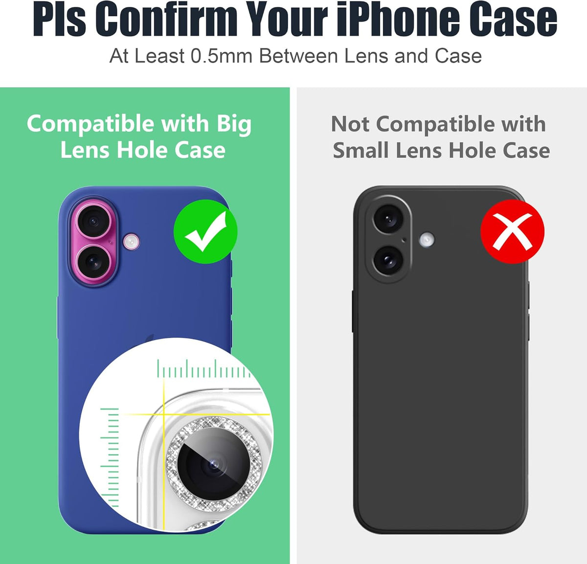 AGVEE 3+3 6 Pack for iPhone 16 6.1" / 16 Plus 6.7" Camera Lens Cover Protector, Bling Glitter & CD-Textured Metal Ring 9H Tempered HD Glass Camera Cover Protector Film, Glitter-Silver