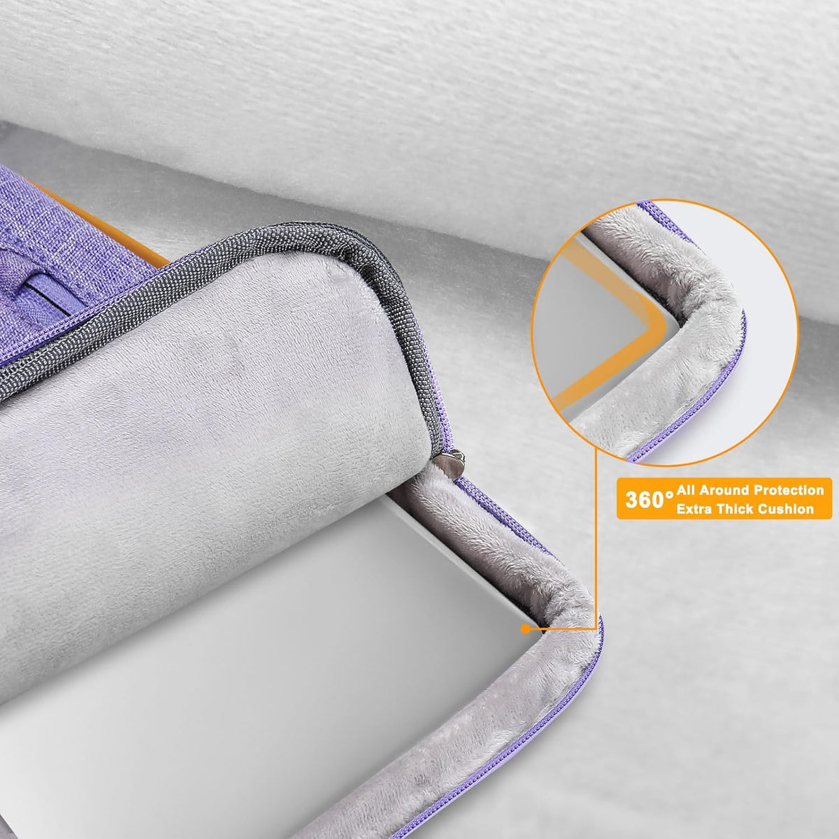 MOSISO 360 Protective Laptop Shoulder Bag,15-15.6 inch Computer Bags Compatible with MacBook Pro 16 inch, HP, Dell, Lenovo, Asus Notebook,Side Open Messenger Bag with 4 Zipper Pockets, Purple