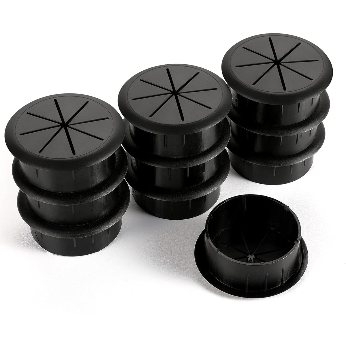 HYCC 10 Pack 2 Inch Flexible Desk Grommet,Organize Wires and Cables on Office Equipment, Computer Components, Entertainment Systems Effectively - Color: Black