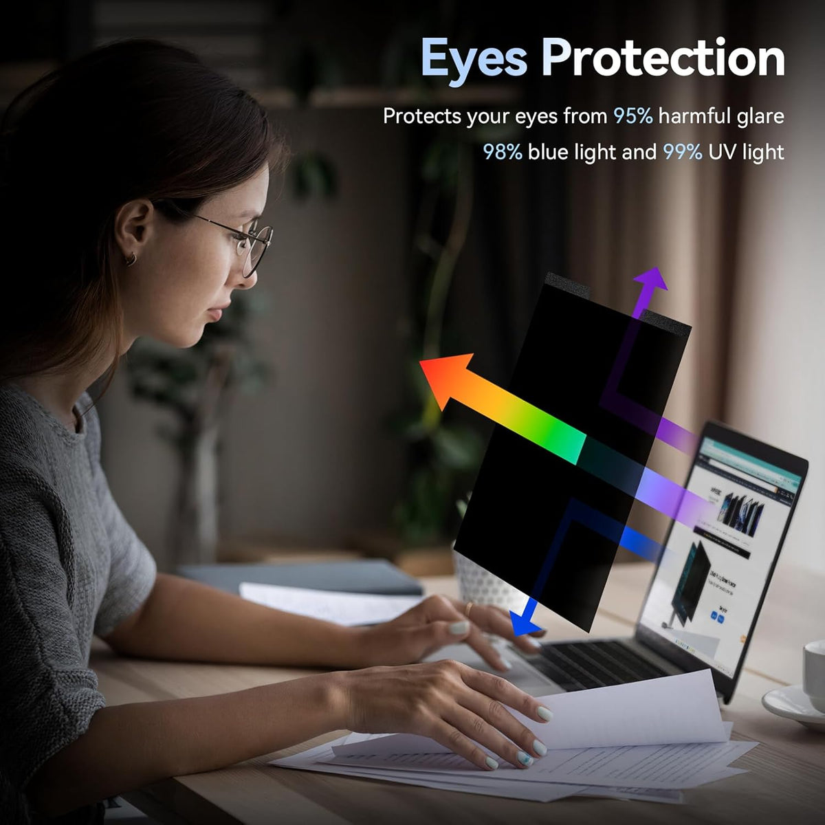 Magnetic 13.3 Inch Laptop Privacy Screen for 16:10 Computer Monitor, Removable Anti Glare Blue Light Filter Protector, 13 In Privacy Shield Compatible with Lenovo Hp Dell Acer Asus Thinkpad Envy Xps