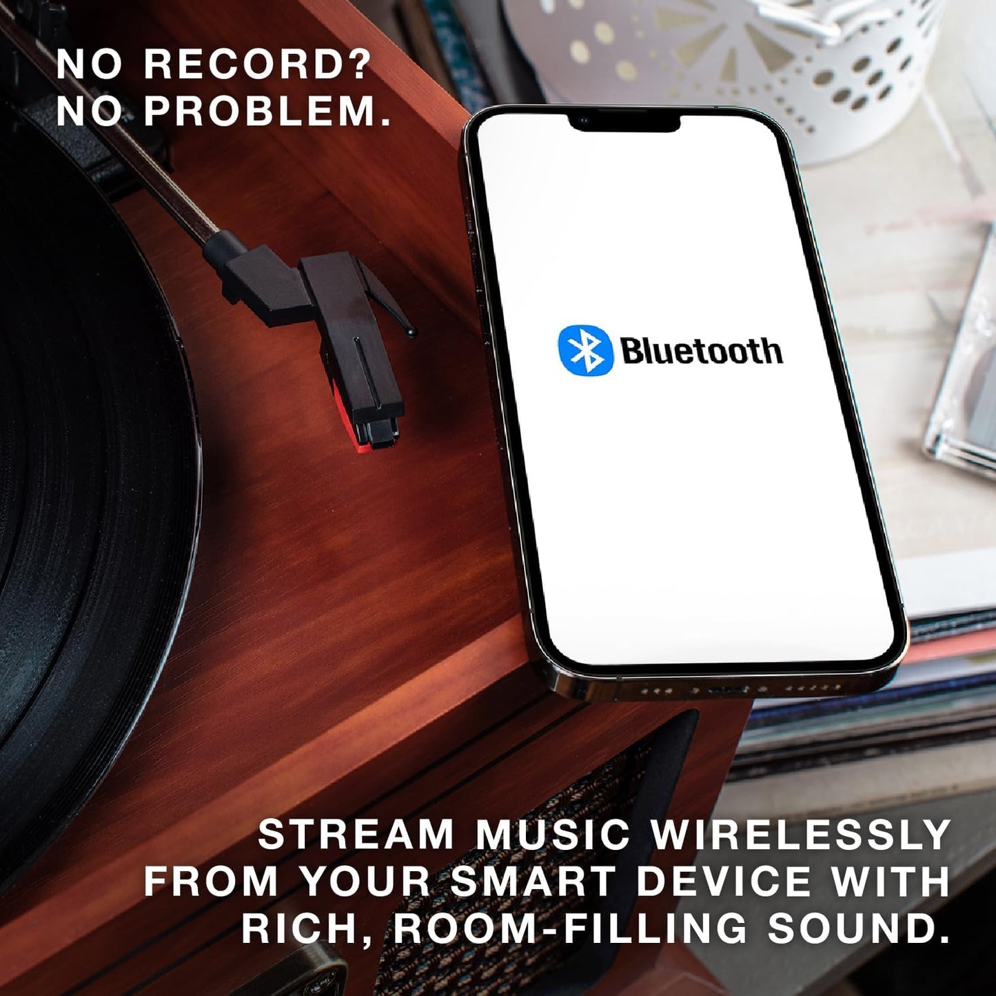 Victrola The Quincy 6-in-1 Bluetooth Record Player & Multimedia Center with Built-in Speakers – 3-Speed Turntable, CD & Cassette Player, AM/FM Radio, Wireless Music Streaming (Farmhouse Shiplap Grey)
