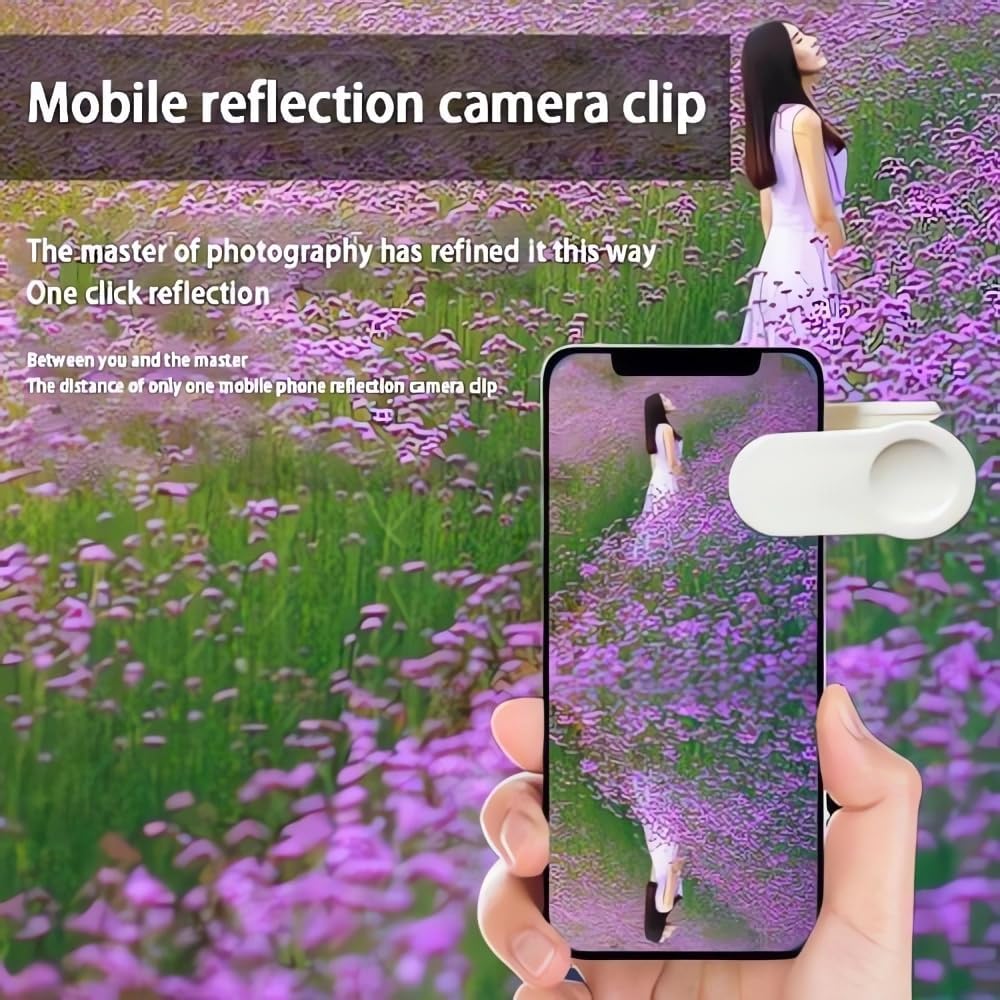 2024 Smartphone Camera Mirror Reflection Clip Kit -【New Version】 Smartphone Selfie Reflector, Adjustable Mobile Phone Reflection Camera Clip, Mirror Reflection Phone Clip for All Phones (1PC-Balck)