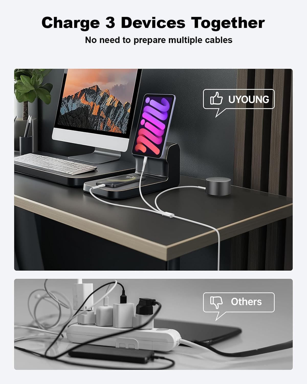 Multi Charging Cable 2Pack 6FT, 3 in 1 Charger Cable Braided Universal Phone Charging Cord with Lightning/Type C/Micro USB Ends, Multiple USB Cable for iPhone/Samsung/Google Cell Phones and More