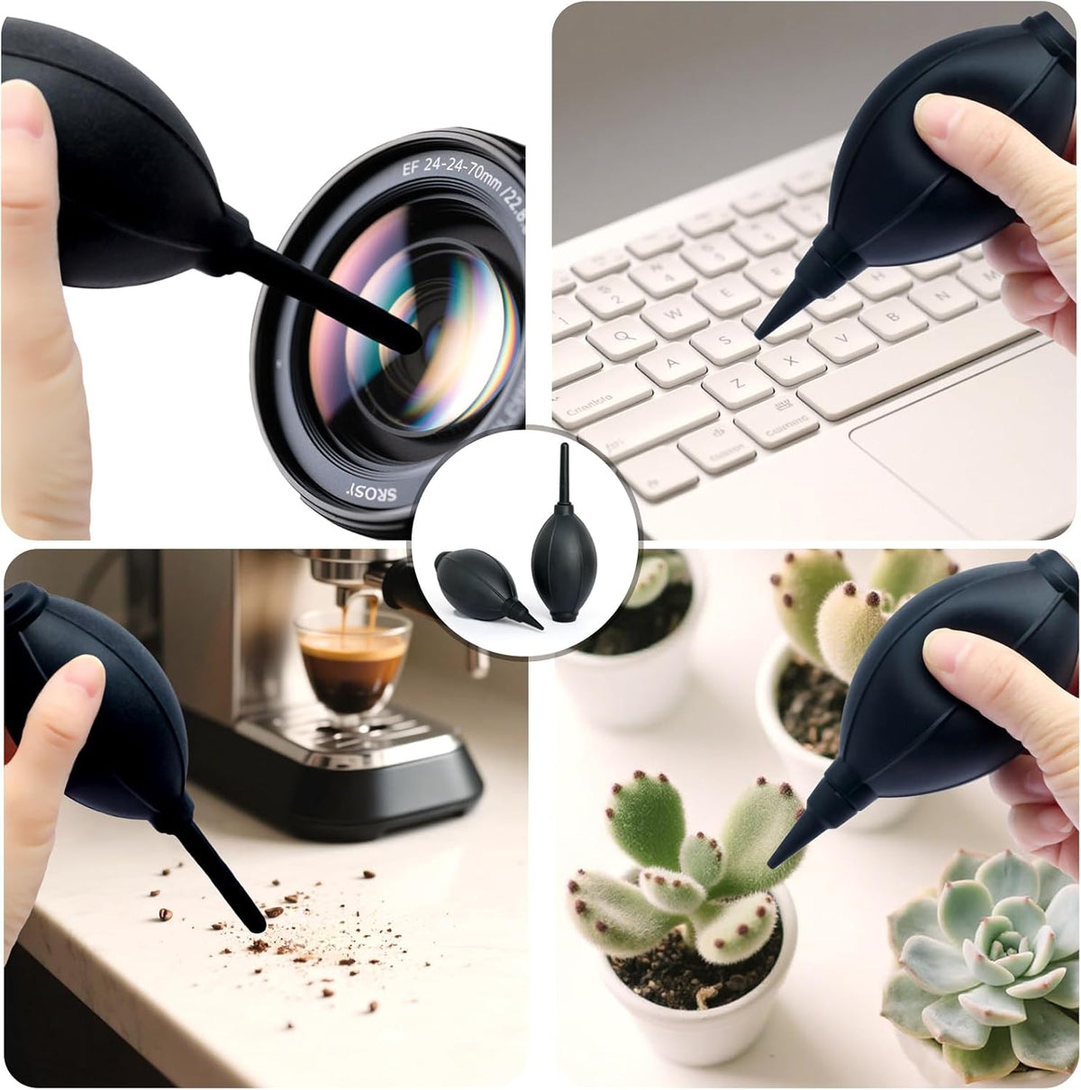 Silicone Soft Tip Manual Air Blower,Dust Cleaner for DSLR,Camera Lens,Camera Sensor,LCD,Keyboard,Watch,Coffee Machine,Cleaning Air Blower (Long+Short Nozzle)