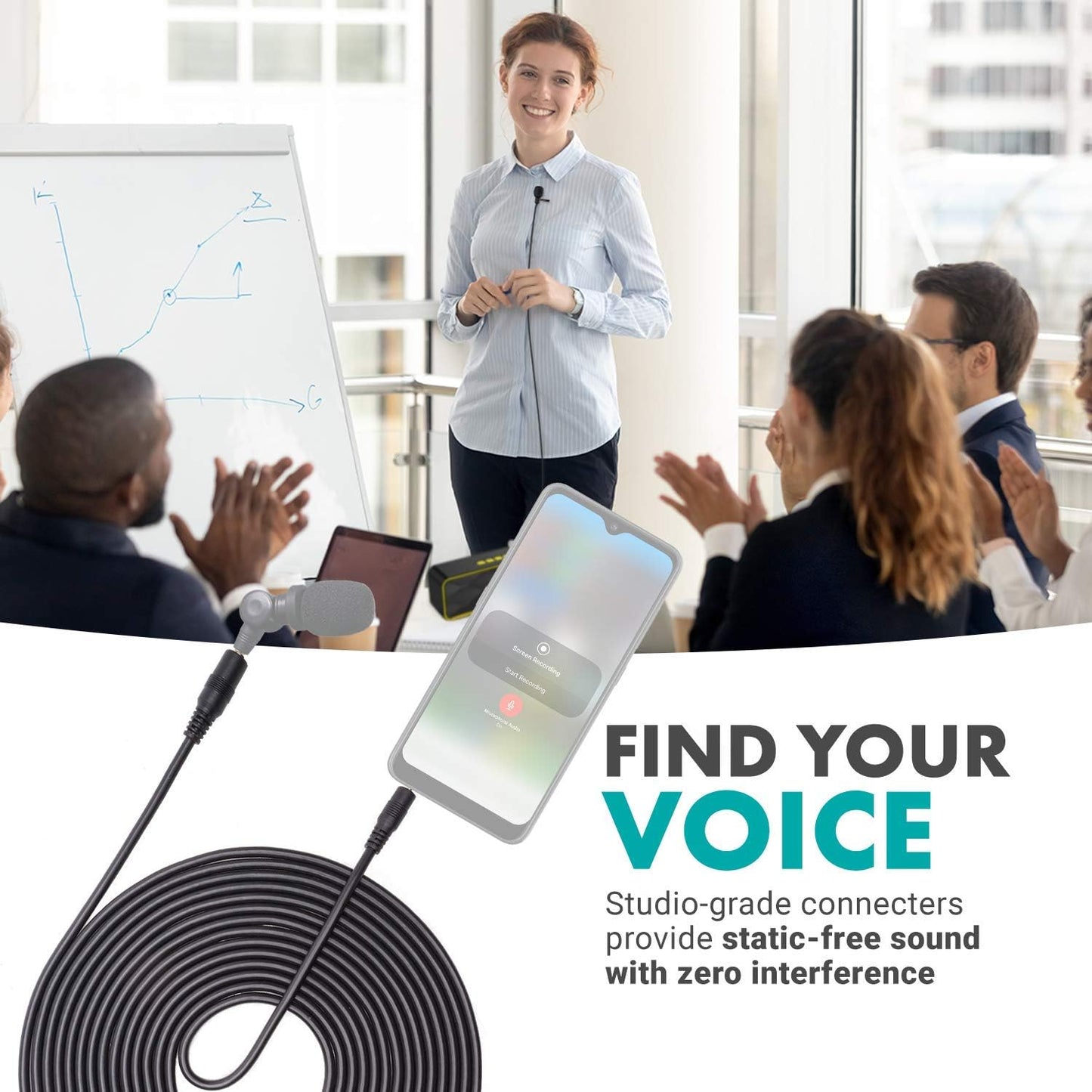 Movo MC10 3.5mm Audio Cable - 3.5mm TRS Female to Male 10ft Extension Cord for Microphones, Headphones, and More