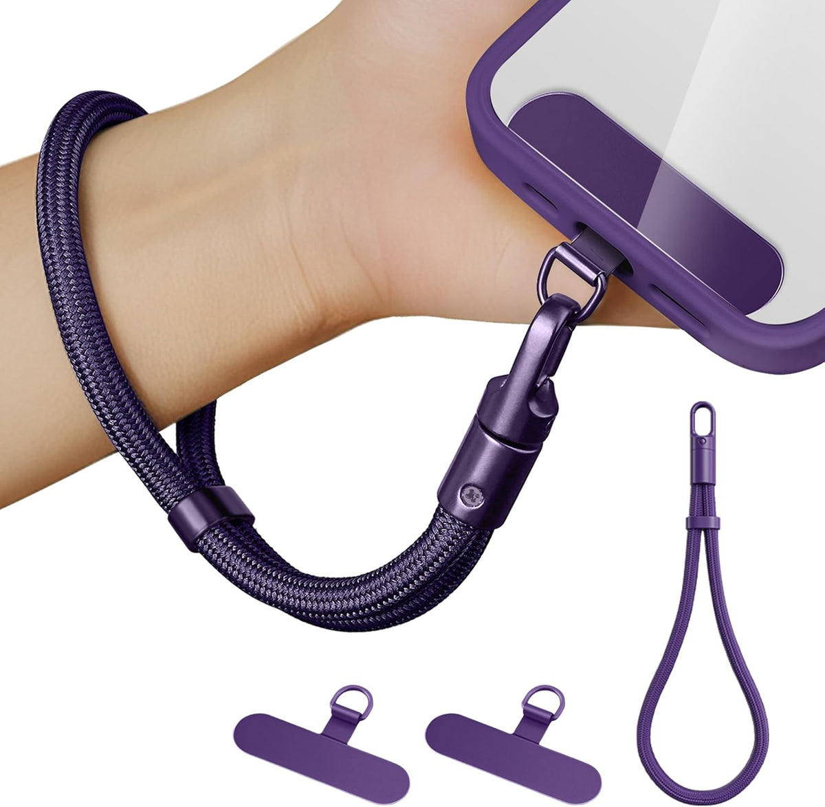 Universal Adjustable Phone Wrist Strap With 2 Metal Tether Tabs，Wristlet & Hand Cell Phone Lanyard for Women and Men