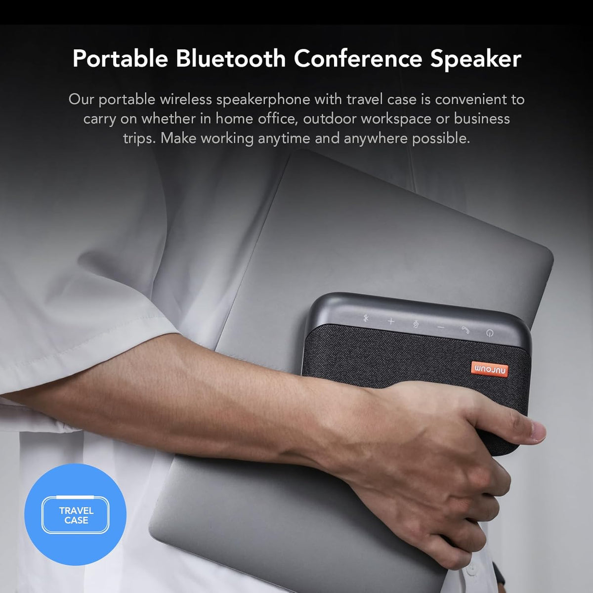 NUROUM A05B Bluetooth Conference Speaker and Microphone, Portable Wireless Speakerphone with Noise Canceling Mic, 16ft Voice Picked Up Computer Speaker for Desktop PC/Laptop/Office/Business Trips