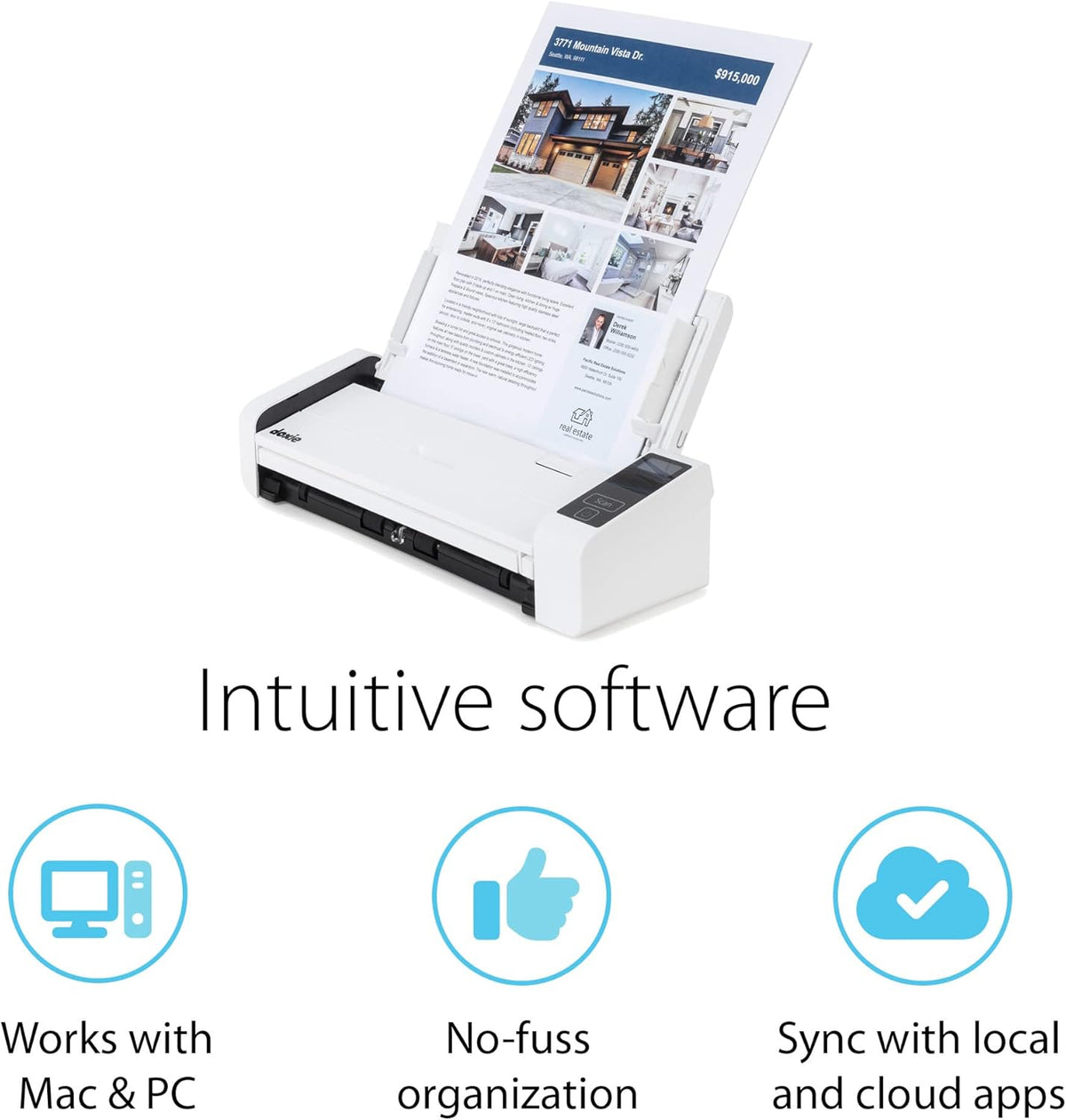 Doxie Pro DX400 - Duplex Document Scanner and Receipt Scanner for Home and Office with Amazing Software for Mac and PC
