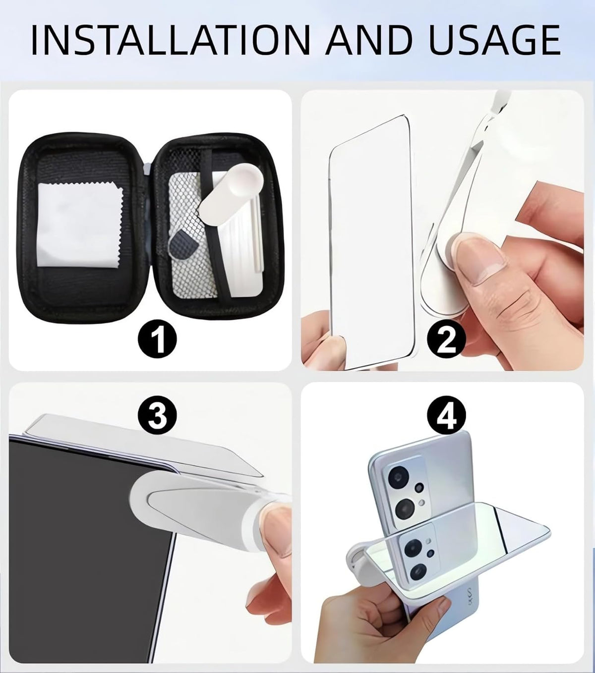 2024 Smartphone Camera Mirror Reflection Clip Kit -【New Version】 Smartphone Selfie Reflector, Adjustable Mobile Phone Reflection Camera Clip, Mirror Reflection Phone Clip for All Phones (2PCS-White)