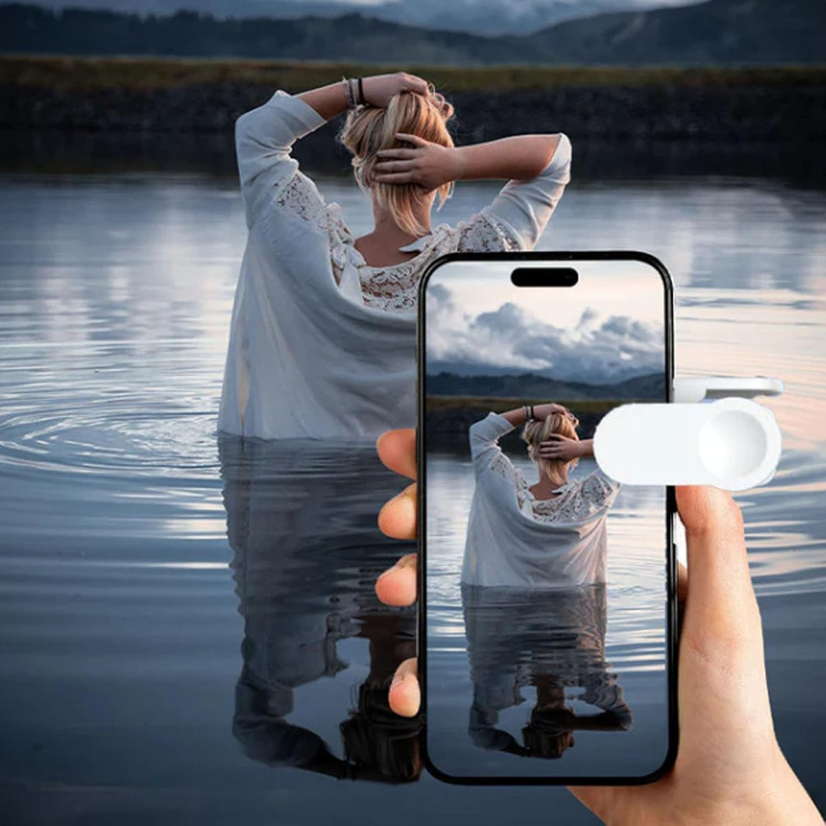 Mirror Effect Lens - Capture Stunning Reflections Instantly,Camera Mirror Reflection Clip for Back Camera Recording, Adjustable Hd Glass Phone Shooting Reflection Mirror (2pcs Black)