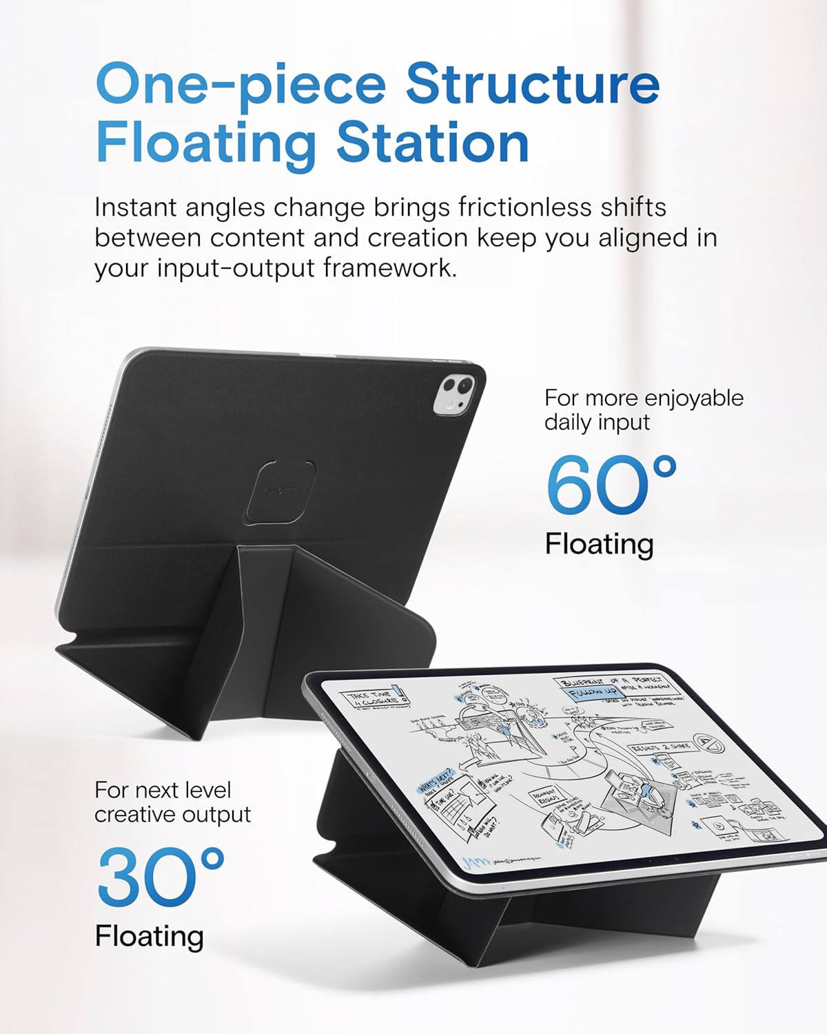 MOFT Dynamic Folio Case for iPad mini 7 A17 Pro 2024 & iPad mini 6th A15 2021, 8.3 Inch Silm Magnetic Stand Case with 20+ Viewing Angles, Auto Wake/Sleep, Ultra Thin, Jet Black