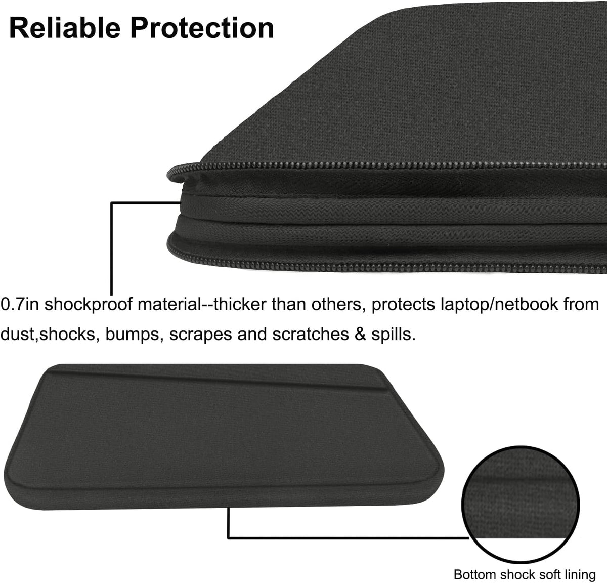 15.6 inch Laptop Case, Durable Computer Carrying Bag Protective Case Briefcase Handbag with Front Pocket, Laptop Sleeve Cover for 15.6 Inch HP, Dell, Lenovo, Asus, Notebook, Grey