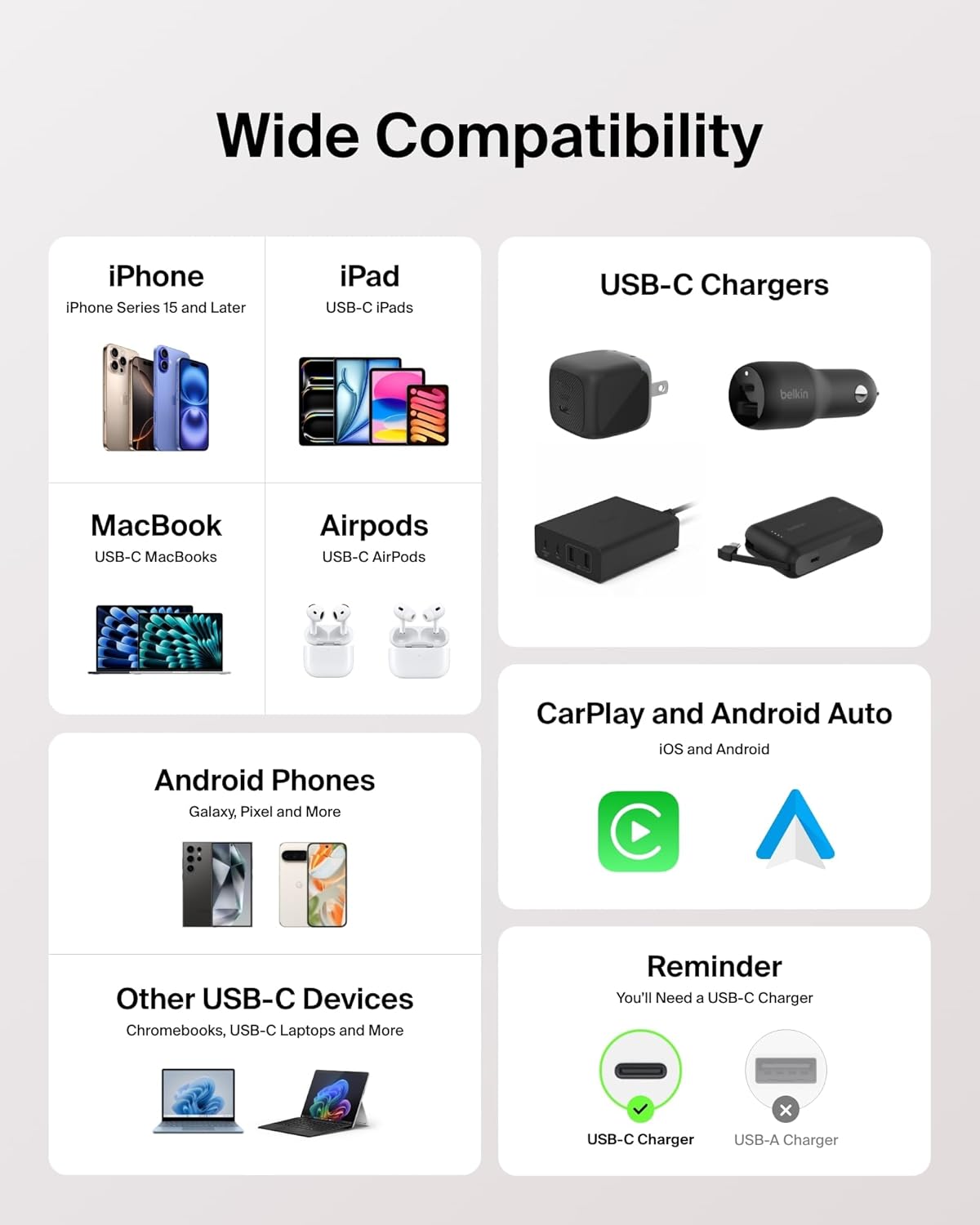 Belkin USB C to USB C Cable 2-Pack, 6.6ft, 60W - Type C Charger, iPhone Charger Cord, Soft, Braided, Flexible for iPhone 16, Galaxy S25, Pixel 9, Airpods, iPad Pro & More, Travel Essentials - Pink