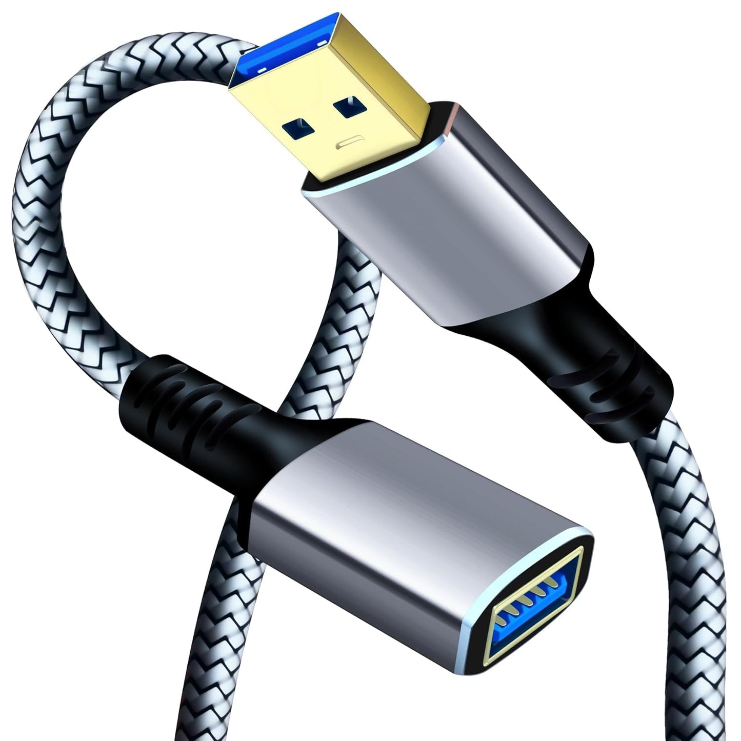 Tan QY USB 3.0 Extension Cable 15Ft, USB 3.0 High Speed Extender Cord Type A Male to A Female for PlayStation, Xbox, USB Flash Drive, Hard Drive, Card Reader,Scanner,Printer,Keyboard (Silver, 15Ft)