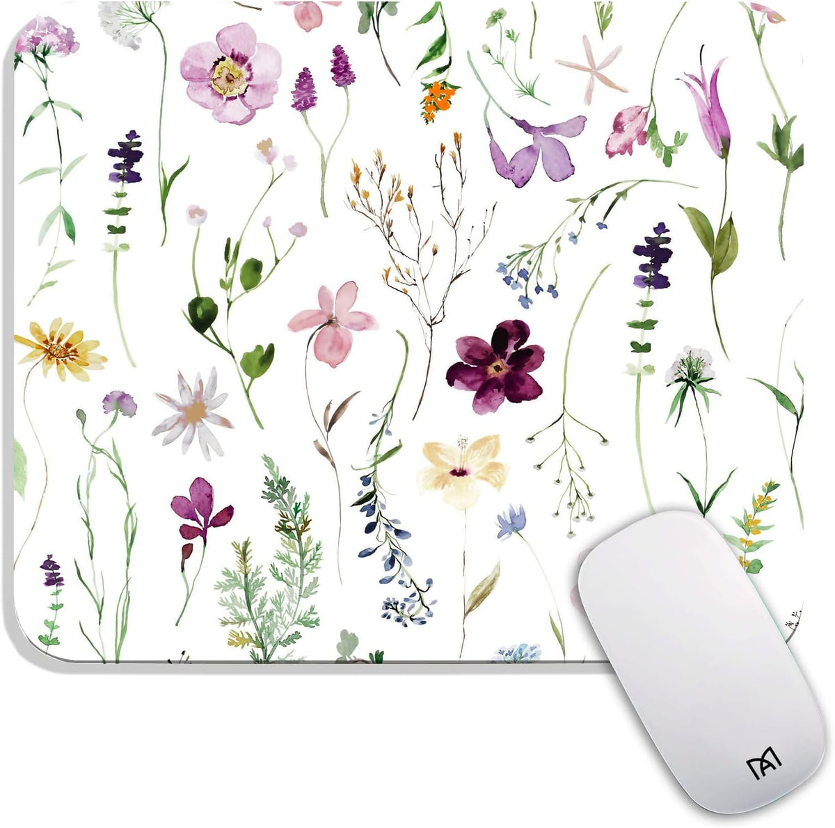 Square Mouse Pad Beautiful Flowers Plants, Personalized Premium-Textured Custom Mouse Mat Design, Washable Mousepad Cloth, Non-Slip Rubber Base Computer Mouse Pads for Wireless Mouse