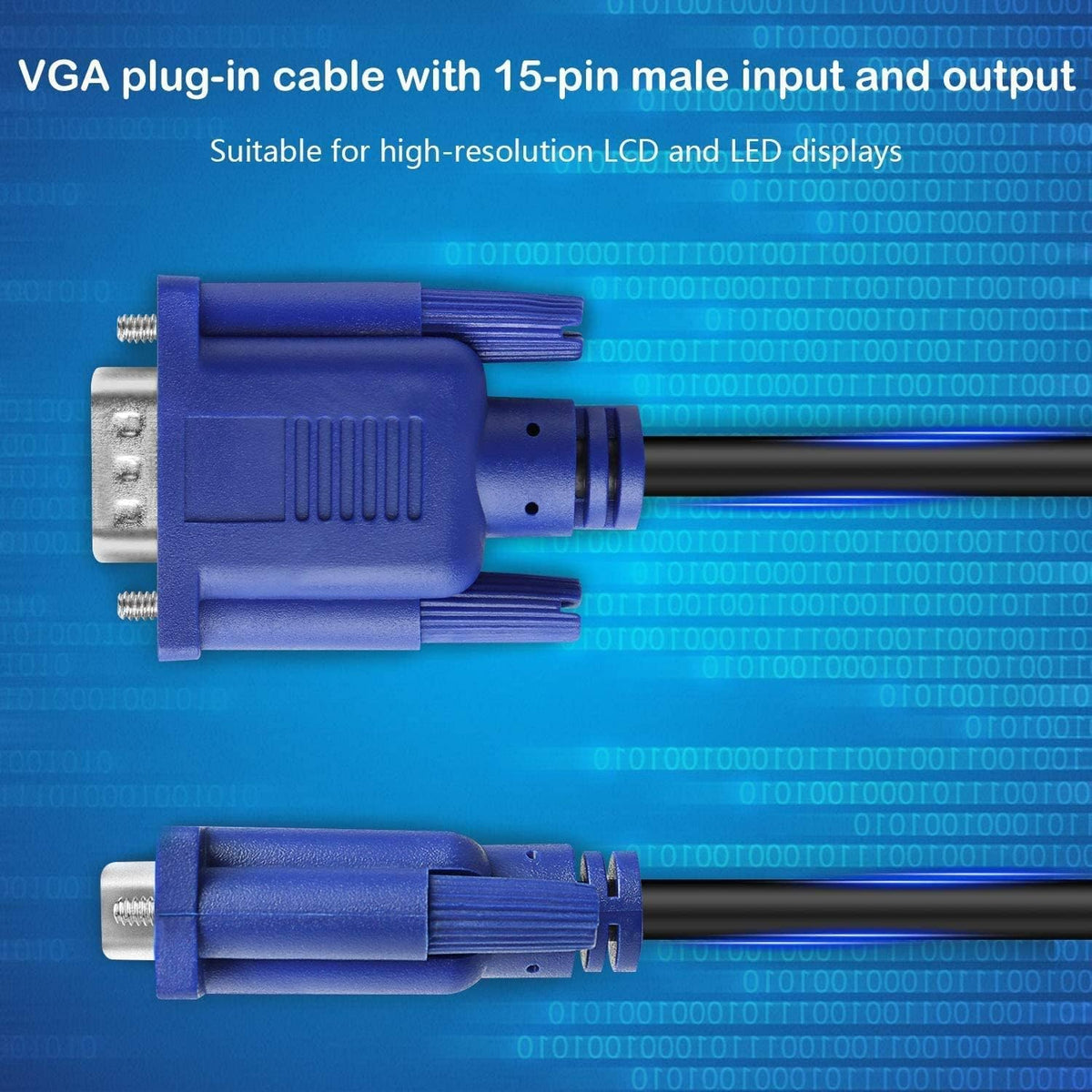 PASOW VGA to VGA Monitor Cable HD15 Male to Male for TV Computer Projector (5 Feet)
