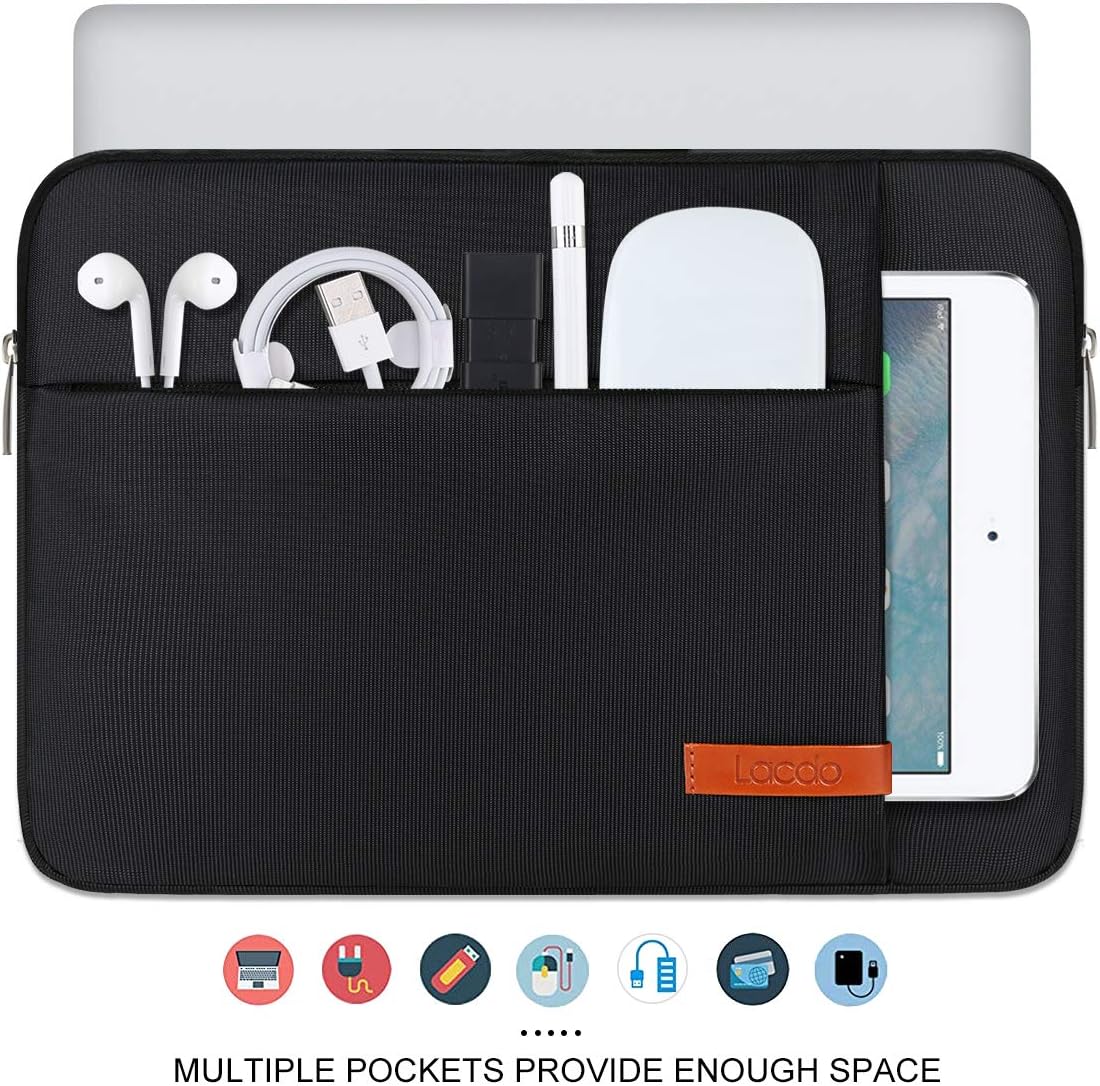 Lacdo Laptop Sleeve Case for 14 inch New MacBook Pro M4/M3/M2/M1 Chips Pro Max A3112 A3401 A3185 A2918 A2992 A2779 2024-2021, 13.8" 13.5" Microsoft Surface Laptop 7th 6 5 4 3 Computer Bag, Black