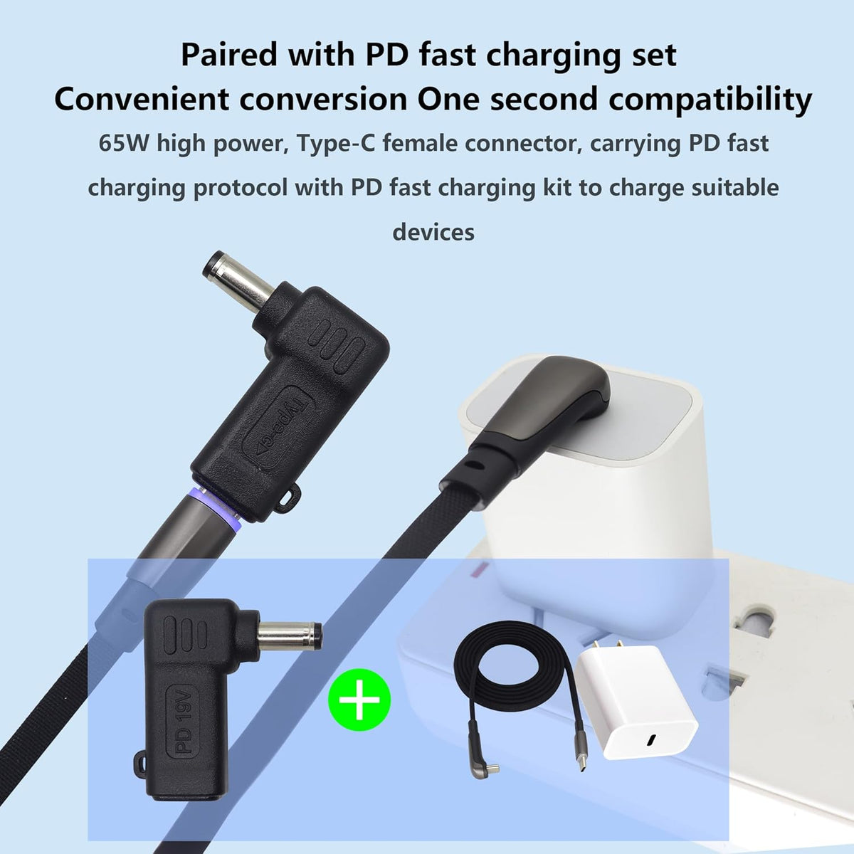 90W PD Type C to DC5521 Power Converter USB C to DC 5521 Laptop Charging Adapter 19V 4A Type C Female to DC 5.5 x 2.1mm Male Power Adapter for Studio and Travel [PD-5521]