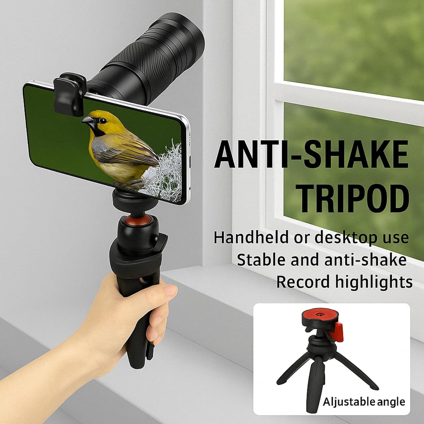 28X Telephoto Lens for iPhone Android Phones, 2-in-1 Mobile Phone Camera Lens Kit with Universal Clip, HD Magnifier for Smartphone Photography - Compatible with All Smartphones
