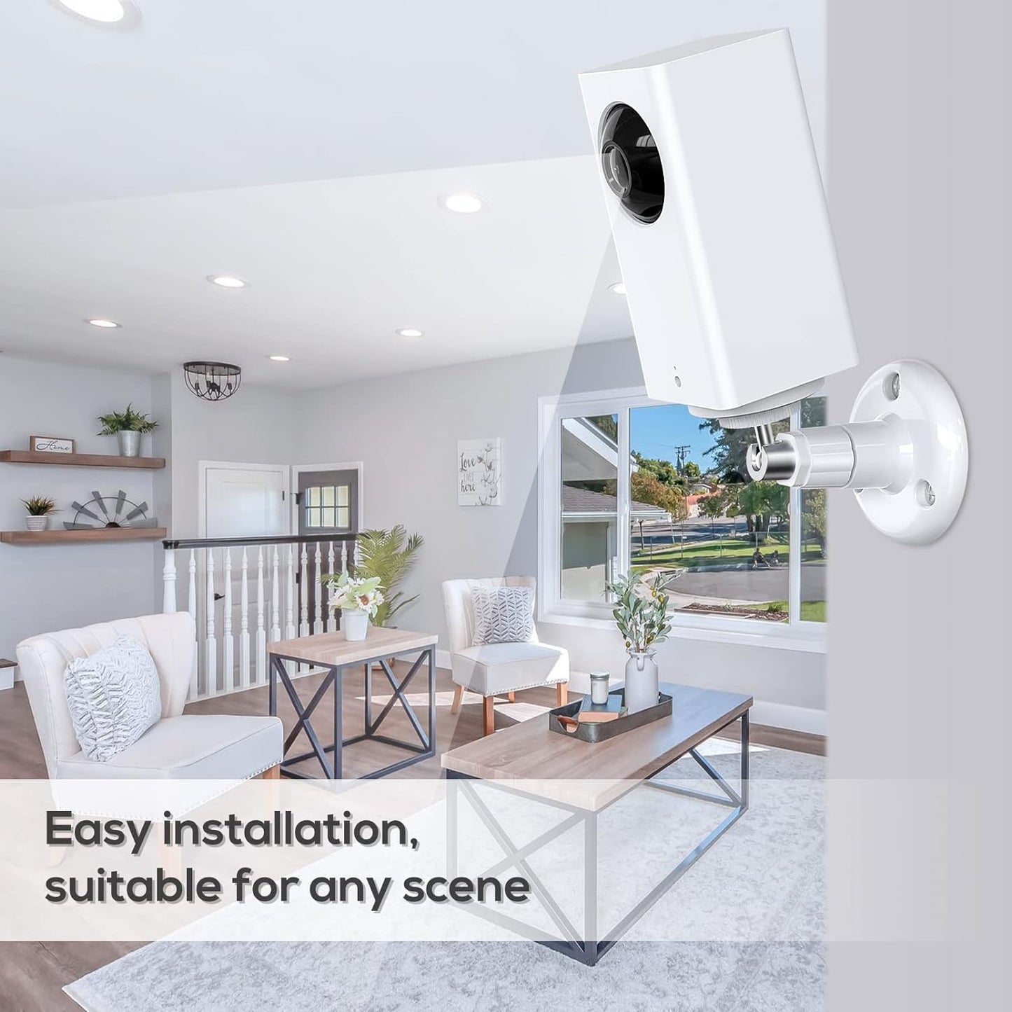 FastSnail Wall Mount Compatible with Wyze Cam Pan V3 & Wyze Cam V4/V3 & Wyze Cam Outdoor/Indoor, 360 Degree Swivel Adjustable Bracket for Wyze Cam and Other Camera with Same Interface 2 Pack