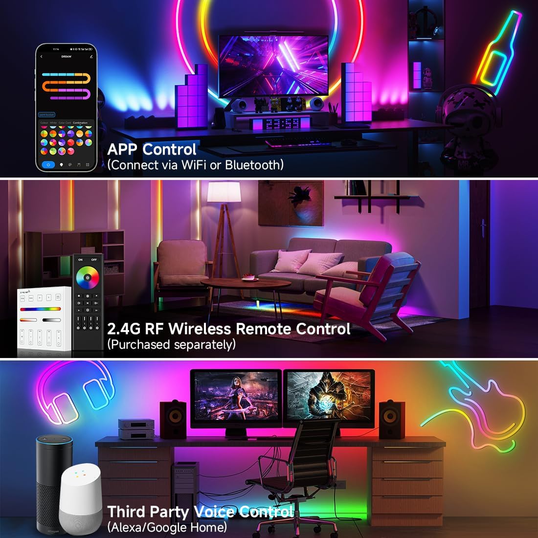 BTF-LIGHTING 2.4G WiFi DR04W SPI RGBW Controller Tuya APP/Smart Life/Google Home/Alexa Control Support SK6812RGBW SMD/FCOB WS2814 IC etc Addressable RGB+W LED Strip STA Mode