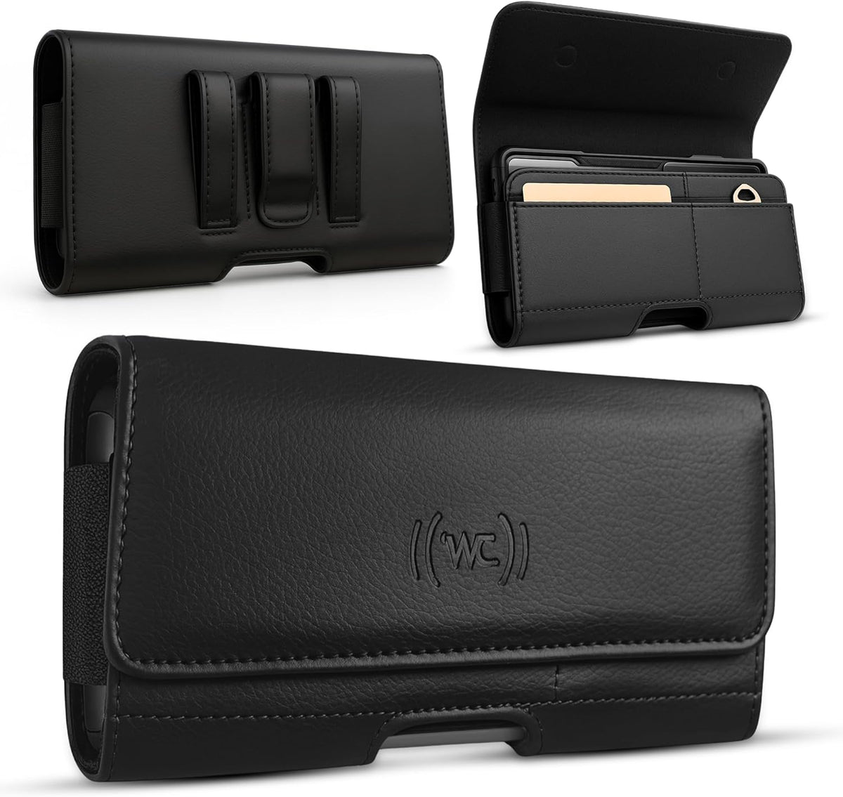 Credit Card Slot Phone Holster for Men & Women – Leather Cell Phone Case & Phone Pouch with Belt Clip/Loop Holder, Fits iPhone Air 2025, 16 Plus, 15 Plus, 14 Plus, 11 Pro Max, XS Max