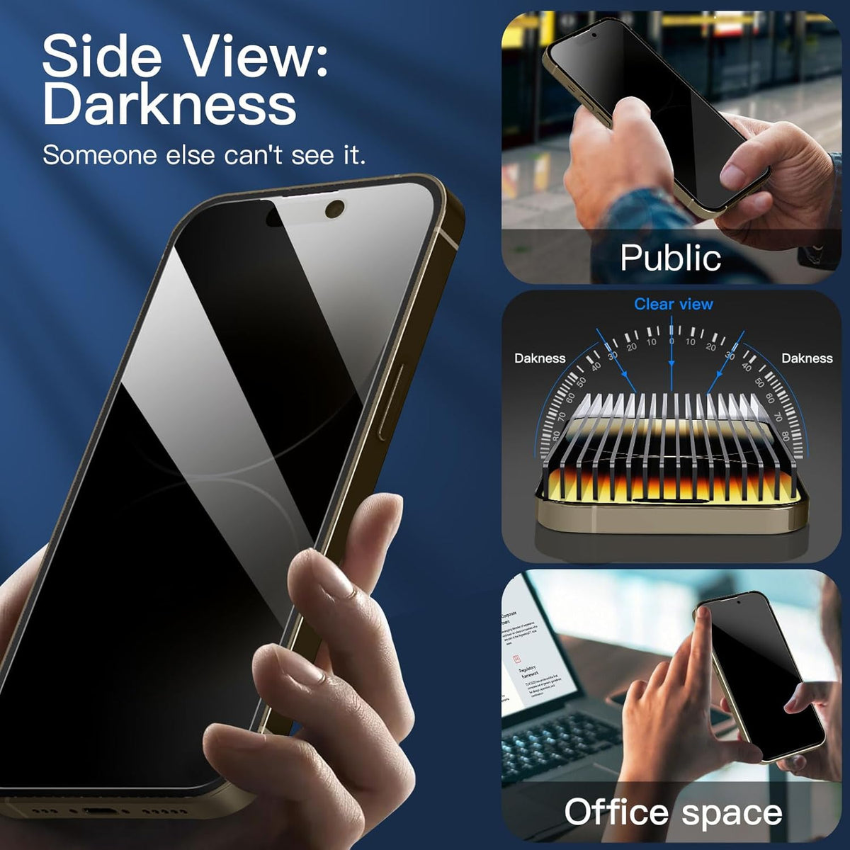 NEW'C 3 Pack Privacy for iPhone 14 Pro Max Screen Protector (6.7"), Enhanced 28-Degree Privacy Angle, Ultra Durable 9H Hardness, Bubble-Free