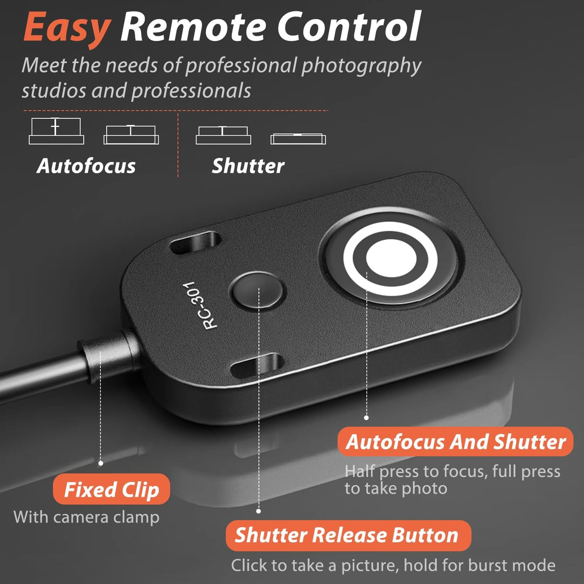 for Nikon Cable Release (MC-DC2) D750 D7200 Z6 Z7 Z7II Remote Camera Small Shutter Release Remote Control Wired Remote Photo Accessory D7500 D3300 D600 D90 D3200D7000 (RC301-DC2 NK 196.8in/5m)