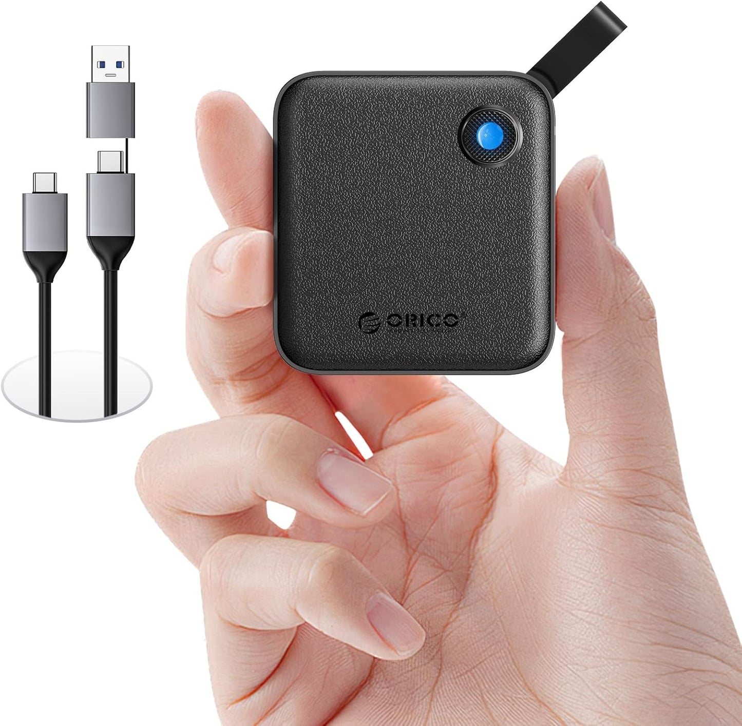 ORICO Portable SSD 2 TB with 2 in 1 USB C Cable, External Solid State Drives, Up to 460MB/s, Status Indicator, Reliable Storage for USB-C Smartphone, Tablet, PC - B5PLUS