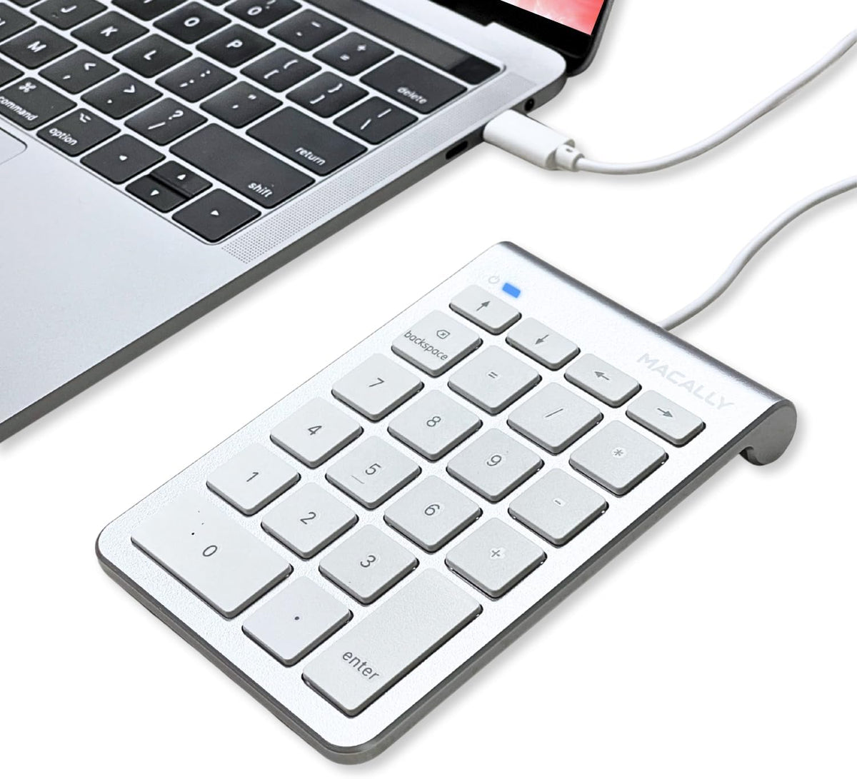 USB C Wired Number Pad for Mac - 10 Key USB Keypad, Type C Numeric pad, Number Keypad for Keyboard and Number Pad for Laptop, MacBook Pro/Air, iMac, and PC - 5ft Cable Numpad - Silver Keypads